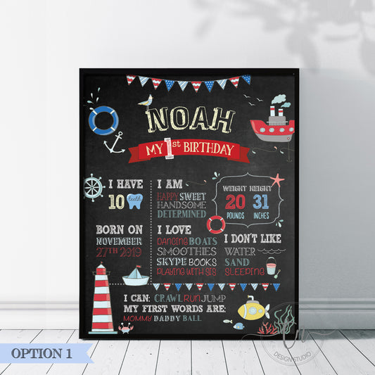 nautical lighthouse and boats birthday board