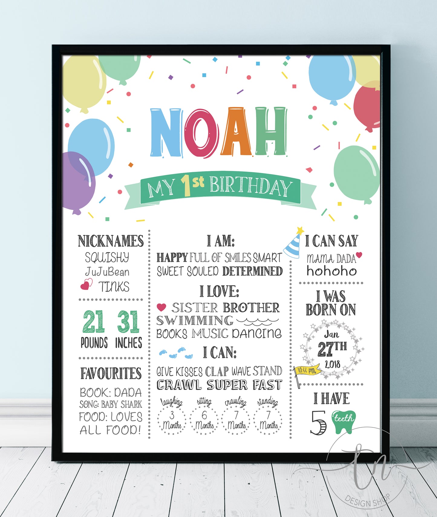 Confetti and Balloons Word Party Birthday Board