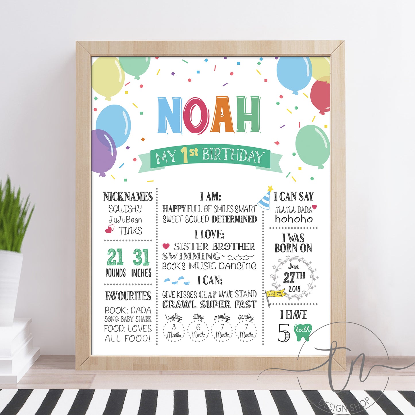 Confetti and Balloons Word Party Birthday Board
